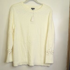 Talbots Cream Sweater with Delicate Details